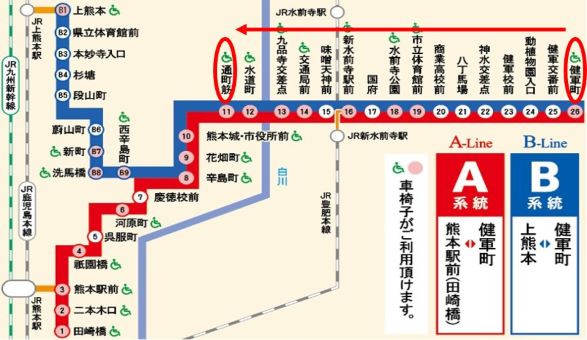 熊本市電路線図